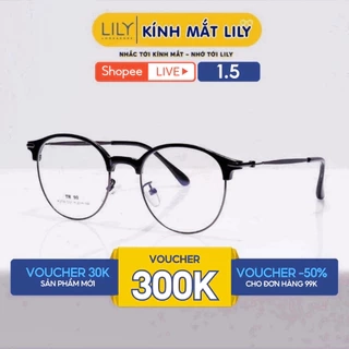 Gọng kính cận nam nữ LILYEYEWEAR mắt kính tròn gọng kính kim loại màu sắc thời trang 272336