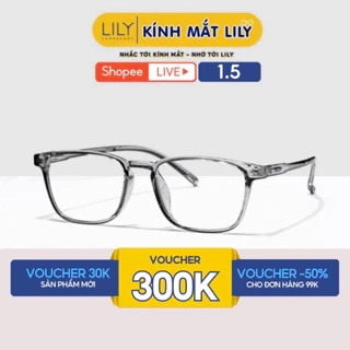 Gọng kính cận vuông nam nữ Lilyeyewear chất liệu nhựa dẻo phụ kiện thời trang 22313
