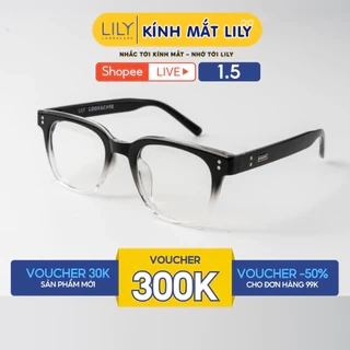 Gọng kính mắt vuông nam nữ LILYEYEWEAR chất liệu nhựa  cao cấp chắc chắn kiểu dáng hiện đại màu sắc thanh lịch 23019KOR