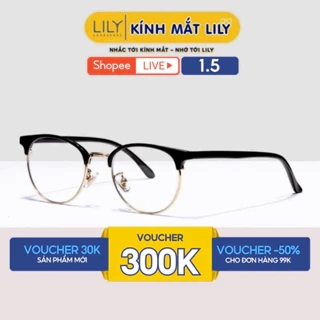 Gọng kính nam nữ Lilyeyewear kim loại càng nhựa, mắt tròn, nhiều màu 622314