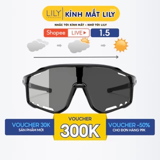 Kính mắt đổi màu ghi LILYEYEWEAR chống UV400 chống bụi đa năng bảo vệ mắt thích hợp đi đường và hoạt động thể thao 0117G