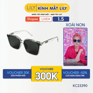 Kính mát Xoài non đeo mắt vuông nam nữ LILYEYEWEAR chất liệu nhựa cao cấp CHỐNG TIA UV400 màu sắc thời trang KC23390