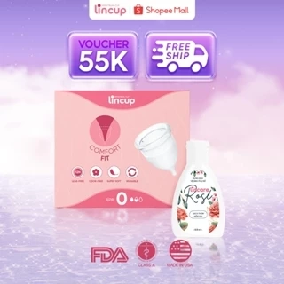 Combo cốc nguyệt san Lincup và dung dịch vệ sinh rửa cốc Lincare Rose 50ml