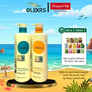 Cặp Dầu Gội Xả Olexrs Argan Oil Collagen Hair Salon Chính Hãng 500ml - Vàng