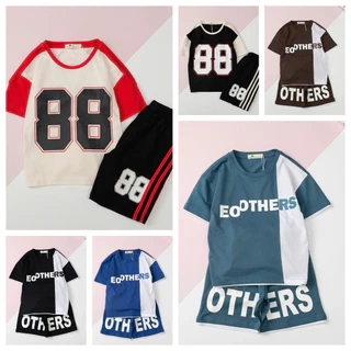 Bộ quần áo cotton bé trai LITIBABY in số 88, quần chạy lé size 4 đến 16 tuổi
