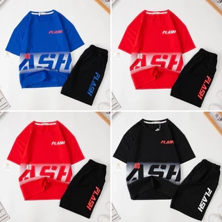 Bộ Quần Áo cotton ngắn tay in chữ FLASH cho bạn 28kg - 50kg
