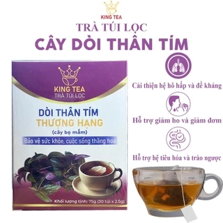 Trà Dòi Thân Tím Túi Lọc 30 Gói Kingtea - Cây Dòi Thân Tím Sấy Lạnh , Sao Thơm  -  Giúp Thanh Nhiệt - Giảm Ho