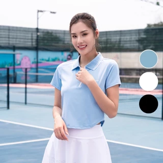Áo Thể Thao Polo Croptop Nữ LM25S04F207 Livan, Áo Polo Cầu Lông, Tennis, Pickleball, Áo Croptop Co Giãn Thấm Hút Mồ Hôi