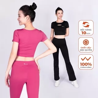 Yowin Bộ Tập Yoga Gym Nữ YW24-N01-F503 Áo Croptop Kèm Đệm Rời & Quần Ống Loe Co Giãn