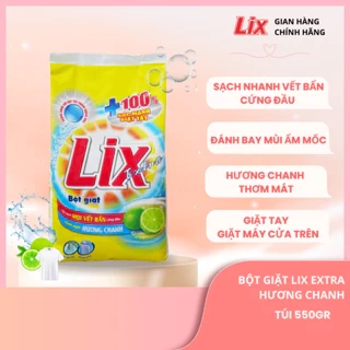 Bột giặt Lix Extra hương chanh 550gr EC055 thơm mát làm sạch mọi vết bẩn cứng đầu cho giặt tay và máy