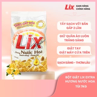 Bột giặt Lix Extra hương nước hoa 2,4Kg EH030 tăng gấp đôi sức mạnh giúp quần áo sạch thơm lâu cho giặt tay và máy