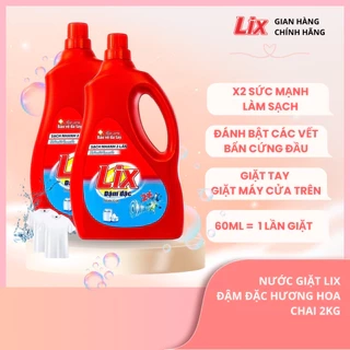 Combo 2 chai nước giặt Lix đậm đặc hương hoa chai 2kg làm sạch cực nhanh vết bẩn - 2C-NG201