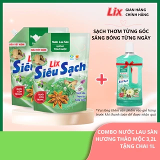 Combo 2 nước lau sàn siêu sạch hương thảo mộc 3,2L/ túi, nhà sáng bóng, thơm lâu Lixco Việt Nam, 2C-15202+15601