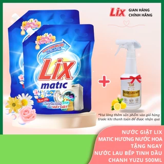 Combo 2 túi nước giặt Lix Matic hương nước hoa 3.2kg giặt tẩy mọi vết bẩn cứng đầu dùng cho máy giặt cửa trước 2C-NGM04