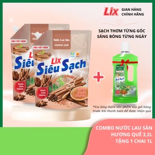 Combo 2 Túi Nước Lau Sàn Hương Quế Lix 3.2L/Túi, nước lau sàn hương quế sạch thơm sáng bóng Lixco VN, 2C-15702+15201