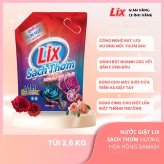 Nước giặt Lix sạch thơm hương ngàn hoa TÚI sạch nhanh vết bẩn N7403 và N7402 thơm hơn và lưu hương hơn - Lixco Việt Nam