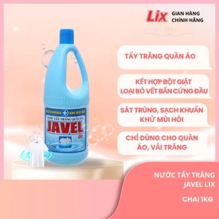 Nước tẩy trắng quần áo nước Javel Lix 1Kg - tẩy quần áo sạch khuẩn, khử mùi hôi - JL100