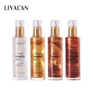 Dầu dưỡng thể LIYALAN ánh nhũ chiết xuất hữu cơ trang điểm sáng bóng 80g