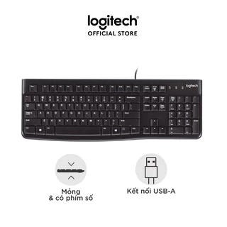 Bàn phím có dây Logitech K120 - Bền bỉ, chống tràn, kích thước đầy đủ có phím số