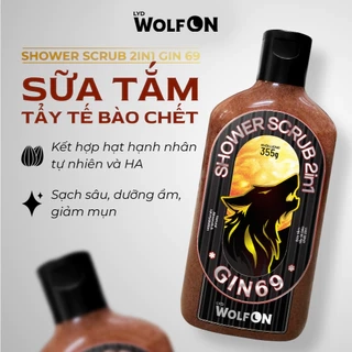 Sữa Tắm Nam Giới 2IN1 Tẩy Tế Bào Chết LYD Wolf ON Shower Scrub Gin 69 Sạch Sâu, Mịn Da, Giảm Mụn 50ml, 350ml