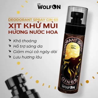Xịt Khử Mùi Nam Deodorant Spray LYD Wolf ON Hương Nước Hoa, Lưu Hương Lâu, Khô Thoáng 100ml