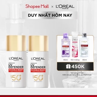 Bộ 2 Sữa Chống Nắng Phổ Rộng Vô Hình Thoáng Da, Kháng Mọi Tác Động UV Invisible Resist SPF 50+ PA++++ L’Oréal Paris 50ml