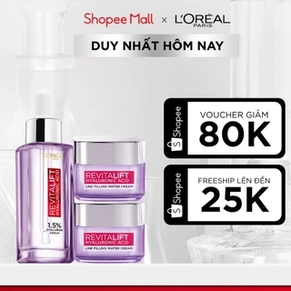 Bộ Serum 30ml và 2 kem dưỡng siêu cấp ẩm và giảm nếp nhăn 15ml x2 L'Oreal Paris Revitalift HA 1.5%