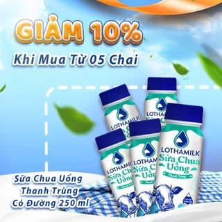 Combo 5 Sữa chua uống thanh trùng Lothamilk có đường chai 250ml