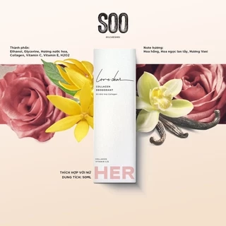 Xịt Thơm Khử Mùi HER Hương Nước Hoa Body Mist LoveDear Thơm Lâu Unisex - Có Collagen Và Vitamin C E với Nhiều Mùi 50ml
