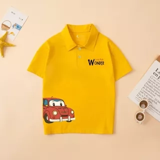 Áo polo bé trai in hình ô tô cotton 4 chiều mềm mại - Áo thun có cổ cho bé LOZA KIDS PL3051