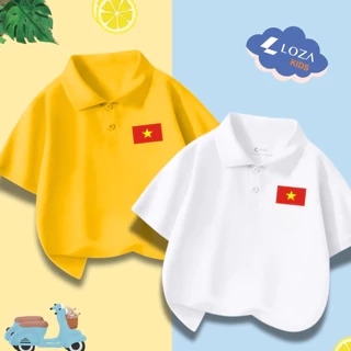 Áo polo cờ đỏ sao vàng Việt Nam cho bé trai và bé gái từ 15-40kg thun cotton 4 chiều - Loza Kids PL002