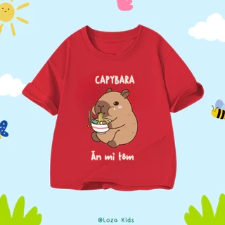 Áo thun Capybara mẫu mới 2025 cho bé trai và bé gái - Áo phông trẻ em Loza Kids- AT2784