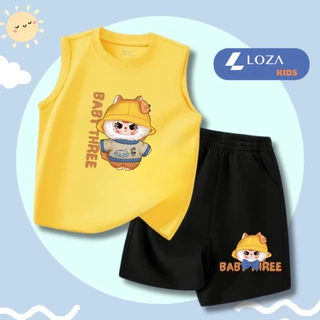 Bộ ba lỗ bé trai, bé gái in hình Baby Three - Bộ đồ sát nách cho bé Loza Kids BL237