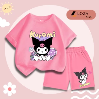 Bộ cộc bé gái Kuromi nhiều màu chất liệu thun cotton - Quần áo trẻ em nữ size từ 15-40kg -  Loza Kids SB308