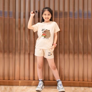 Bộ đồ Capybara 2025 cho bé gái - Quần áo trẻ em nữ Loza Kids BD007