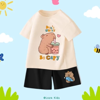 Bộ đồ Capybara mẫu mới 2025 cho bé trai - Quần áo bé trai size từ 15-40kg-  Loza Kids SB114