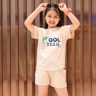 Bộ quần áo bé gái in hình gấu Cool Bear mẫu mới 2025 - Set đồ cho bé gái cân nặng từ 15-40kg- Loza Kids SB31