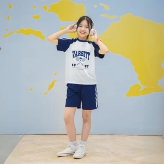 Đồ bộ bé gái màu phối in chữ 'VARSITY'  - Quần áo cho bé gái chất liệu thun cotton - Loza Kids BF310