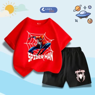 Quần áo bé trai Mavel - Spiderman mẫu mới 2025 - Bộ cộc bé trai size từ 15-40kg Loza Kids SB335