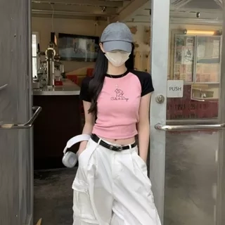Áo croptop nữ 𝐋𝐎𝐙𝐀 chất liệu cotton màu phối - Mã G0296