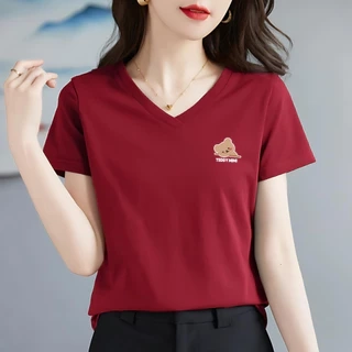 Áo phông nữ cổ tim form vừa - Áo thun LOZA cổ - G0166