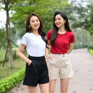 Áo phông nữ màu trơn dáng vừa - Áo thun trơn nữ cotton 4 chiều - LOZA G0168