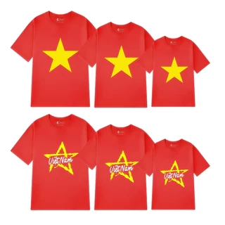 Áo thun in hình cờ Việt Nam cho nữ và trẻ em - Áo phông cờ đỏ sao vàng - LOZA G0240