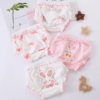 Lucky Big Cat® Set 4 quần lót Luckybigcat cotton in họa tiết xinh xắn thoải mái cho bé
