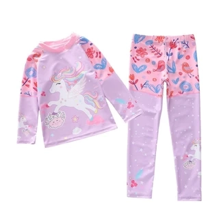 11-35kg Bộ Bơi Bé Gái Đi Biển Áo Dài Tay Quần Dài Đi Bơi Du Lịch Hoạ Tiết Xinh Xắn Dễ Thương P2415