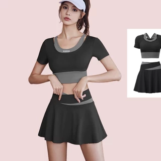 Đồ tập gym nữ thể thao dạng váy chữ A yoga erobic cao cấp quần áo gym nữ Quảng Châu croptop MD035&MQ005 T2T3 Pickleball