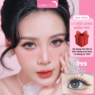 Lens mắt 799 Gray màu xám nâu hiệu ứng filter, viền đen, size vừa - thương hiệu LUNA EYES