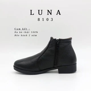 Giày Bốt Nữ Boot nữ LUNASHOES 8103 Da bò 100% cao 3p đế tpr chống trơn lót siêu êm bảo hành 2 năm