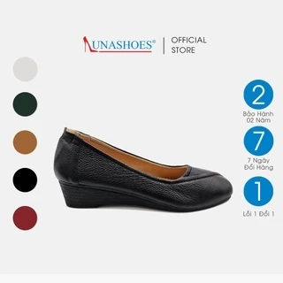 Giày da bò nữ 3p LUNASHOES 2103 búp bê mũi vuông đế tpr chống trơn bảo hành 2 năm siêu bền