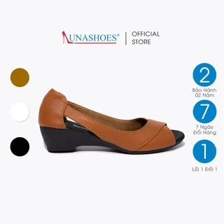 Giày da bò nữ LUNASHOES 22504 đế xuồng 3p hở mũi êm chân sang chảnh mua tặng mẹ